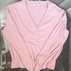 UGG Soft Pink V-Neck Ribbed Top